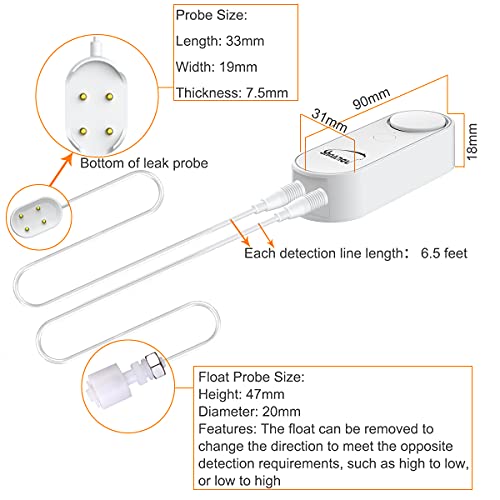 Water Level Detector Wifi, Smart Water Leak Sensor Alarm Kit - High/Low/Leakage Sensor Device, 2 Sensors & 1 Hub, Communication Distance Between Detector And Hub In Open Area Is 328 Ft, App Free #TOP4