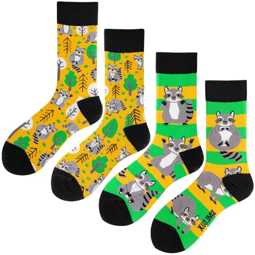 Image of 2 Pairs Cartoon Animal Crew Socks Fun Cotton Mid Calf Socks for Women
