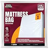Utopia Home Queen Size Mattress Cover for Moving, 4 Mil Heavy Duty Plastic Mattress Bag for Disposal, Mattress Encasement Fits Mattresses up to 14 Inches, Mattress Bags for Moving