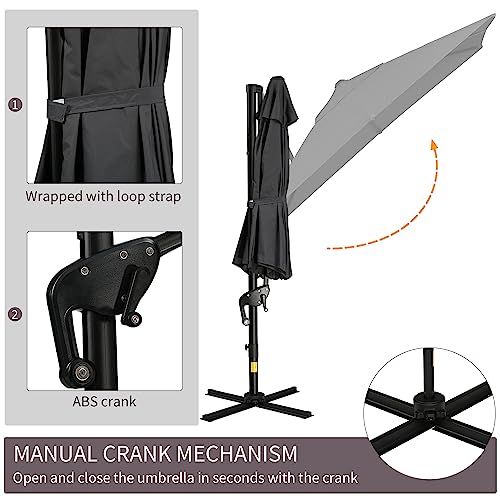 Outsunny 8 X 8Ft Cantilever Patio Umbrella Square Offset Umbrella Outdoor Market Hanging Umbrella With 360° Rotation, 5 Adjustable Tilt Angles For Deck, Lawn, Backyard And Pool, Dark Gray #TOP5