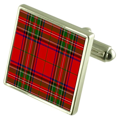 Gemelos Tartan Clan Stuart en plata para camisas de puño doble