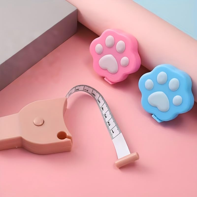 1 Pink Automatic Ruler with paw Print and paw Print - Suitable for pet Measurement, cat Owner Gifts, Office and Home use - a Small Portable Tape Measure Suitable for cat Enthusiasts