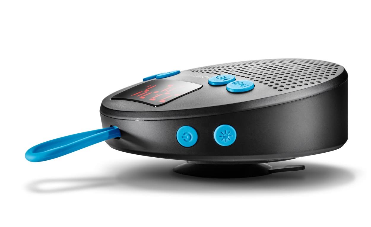 Wavemaster MOBI-3 niebieski - przenośny głośnik Bluetooth do podróży (pole dźwięku 360°) z radiem, budzikiem i funkcją głośnomówiącą, ochroną IPX5 przed rozpryskami wody - niebieski