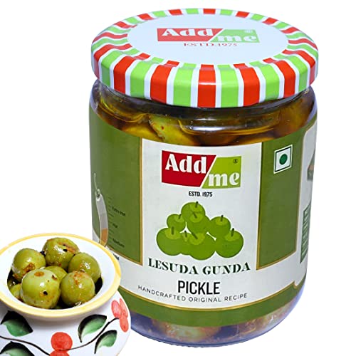 Image of Add me Lasode Gunda Pickle Achar 500gm Home Made Rajasthani lasoda Fruit Gujrati achar 500 gm Indian Gum Berry Glass Pack