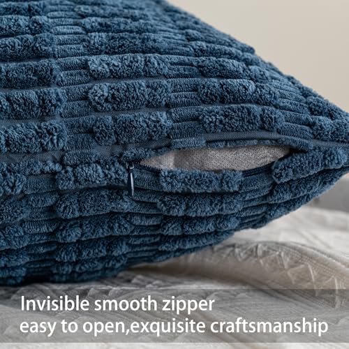 Image of Aegero Pack of 2 Corduroy Decorative Throw Pillow Covers 24x24 Inch, Teal