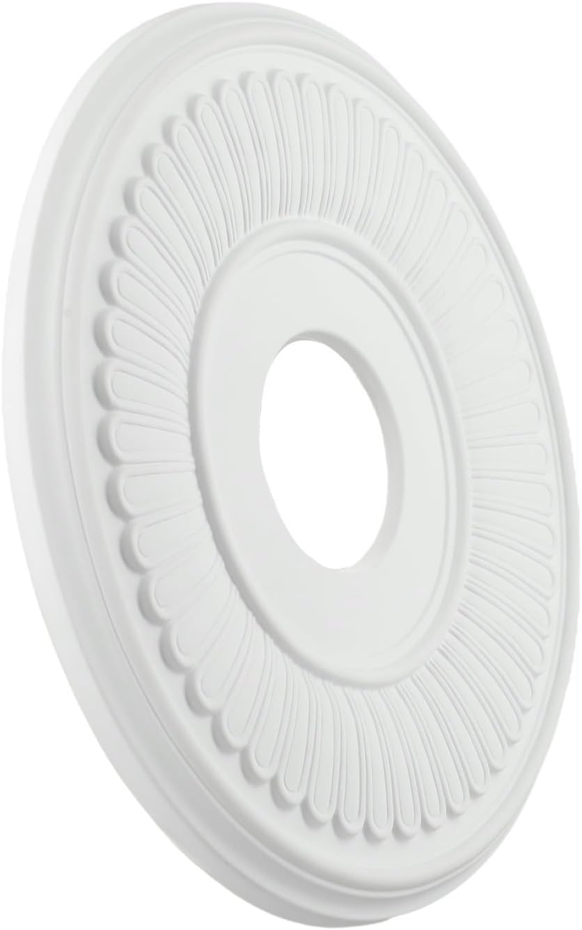 White PU Ceiling Medallion 33cm Outer Diameter Decorative Ceiling Fan Light Fixtures Chandeliers Install Home Decor