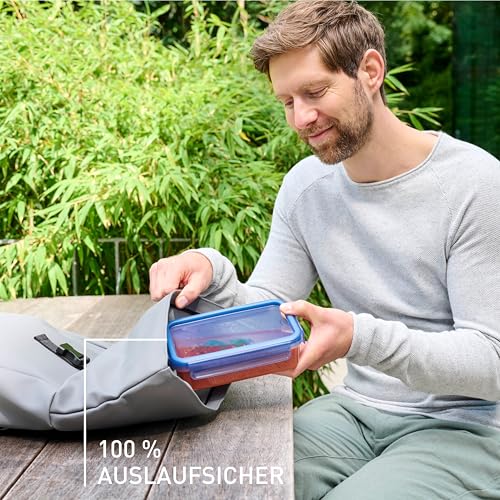 Emsa Clip & Close Eco Frischhaltedose, 3,7 L, Öko-Design, auslaufsicher, hygienisch, mikrowellen-/gefrier-/spülmaschinengeeignet, BPA-frei, Blau, N1171600