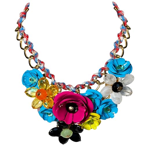 Collier plastron à fleurs femme grand bijou de cou chic pour fête gala
