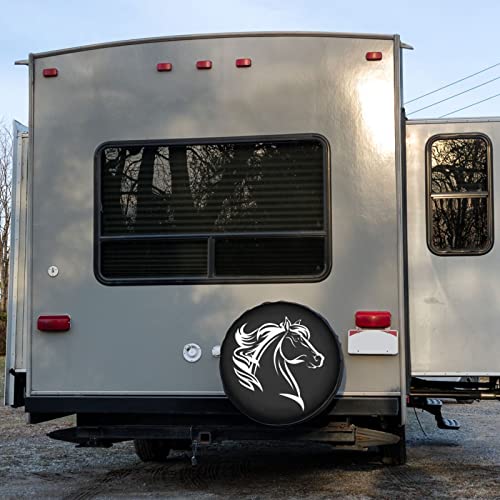 Image of Horse Head Spare Tire Cover Dust-Proof Wheel Tire Cover Fit Trailer, RV, SUV and Many Vehicle 16 Inch