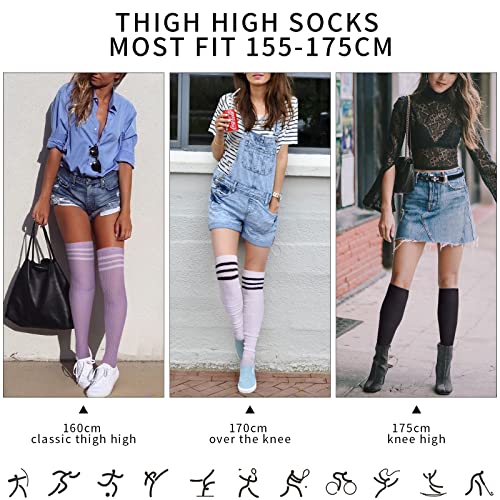 Image of Abodhu Womens Thigh High Socks, Over Knee Socks for Women, Striped Knit Long Tall Stockings, Cosplay Casual Socks