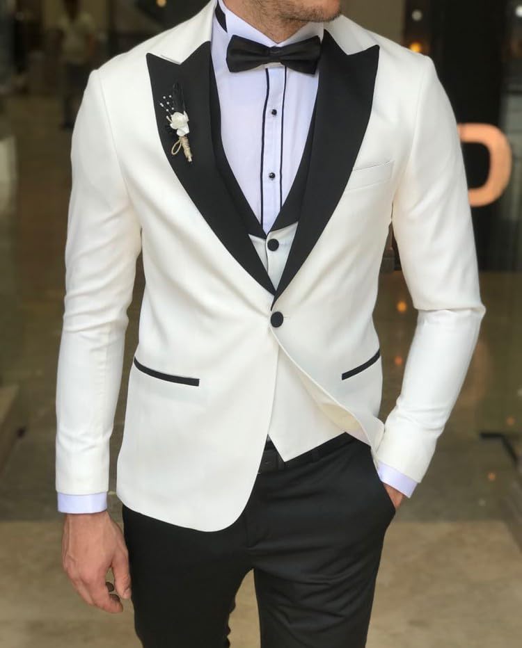 3 Piece Men's Suits,One Button Slim Fit Mens Suit,Double Breasted Suits for Men with Tie,Prom Bussiness Solid Suit2