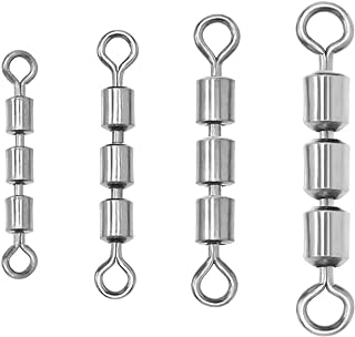 40PCS Fishing Swivels High Speed 3 Roller Swivels Triple Swivels Leader Lure Connector Catfish Rig Bead Chain Swivels Fishing Accessories Copper
