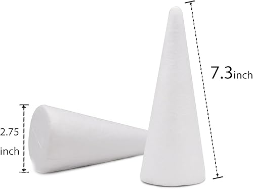 Miniatura 2 de Crafare Paquete de 6 conos de espuma para árbol de poliestireno de 2.75 x 7.87 pulgadas para proyectos de árbol de Navidad, boda, mesa, centro de