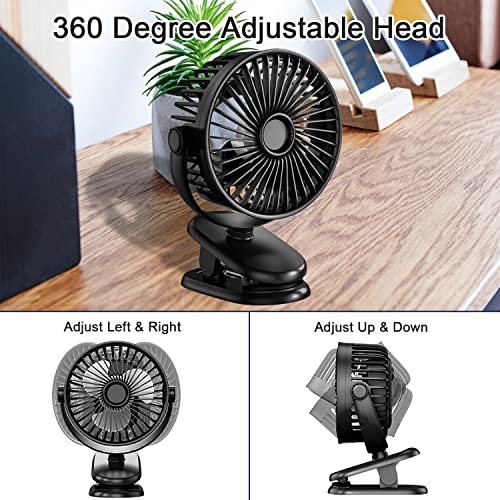 Small Clip On Fan, 2 Speeds Usb Fan Powerful Personal Desktop Table Fan, Clip & Usb Desk Fan With Sturdy Clamp, 360° Rotate Ultra Quiet Operation For Home Office Indoor Bedroom Stroller(Black) #TOP7