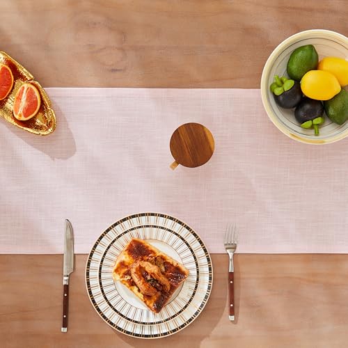 ZeeMart Rustic Cotton Linen Table Runner, 13x72 Inches Pink, Farmhouse Style Pink Table Runners 72 Inches Long, Washable Kitchen Dining Table Decoration for Home Party Decor by ZeeMart - Image 5