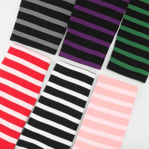 Image of DRESHOW Plus Size Thigh High Socks Striped Over Knee Long Boot Stockings Knee High Tube Socks Leg Warmers for Women