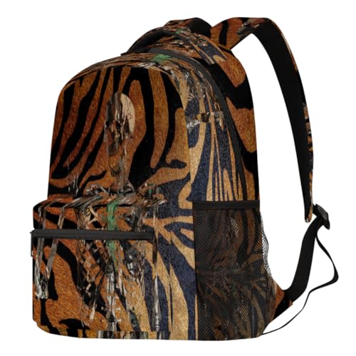 Sac à dos imprimé tigre rétro pour PC portable et voyage scolaire grand format