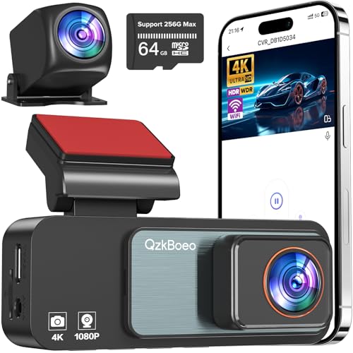 4K+2K Dash Cam Front and Rear, 2025 Upgraded Dash Cam, Dash Camera for Cars with Super Night Vision, Wi-Fi, G-Sensor, 24H Parking Monitor, Emergency Lock, 3.2