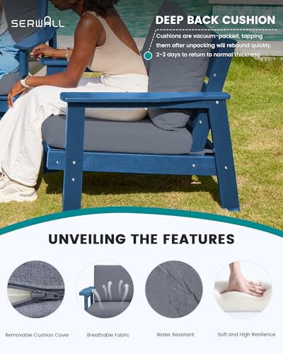 SERWALL-HDPE-Outdoor-Furniture-Set-4-Piece-All-Weather-Outdoor-Sofa-Set-Wood-Like-Outdoor-Sectional-Couch-Patio-Furniture-Set-for-Porch-Balcony-Garden-Backyard-Blue-Frame-with-Grey-Cushions SERWALL HDPE Outdoor Furniture Set 4 Piece All Weather Outdoor Sofa Set Wood Like Outdoor Sectional Couch Patio Furniture Set for Porch Balcony Garden Backyard Blue Frame with Grey Cushions