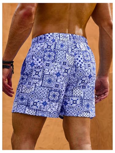 Floerns Men's Swim Trunk Floral Print Hawaiian Bathing Suit Beach Shorts with Pocket3