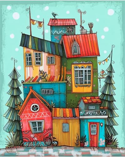 Kit Broderie Point De Croix Paysage Maison Fantastique Diy 9CT 50x70cm