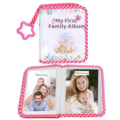 Álbum de fotos familiar para bebés, libro de recuerdos de tela suave con capacidad para fotos de 4 x 6 para bebés, recién nacidos, niños pequeños y osito