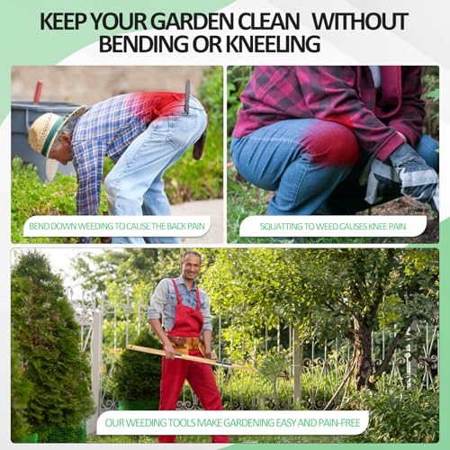 BellaJoyz Weeder - The Original Stand Up Weed Puller Tool Made with Long Handle - Real Bamboo & 4-Claw Steel Head, Weeding Tool Weed Remove Tool for Lawn/Yard