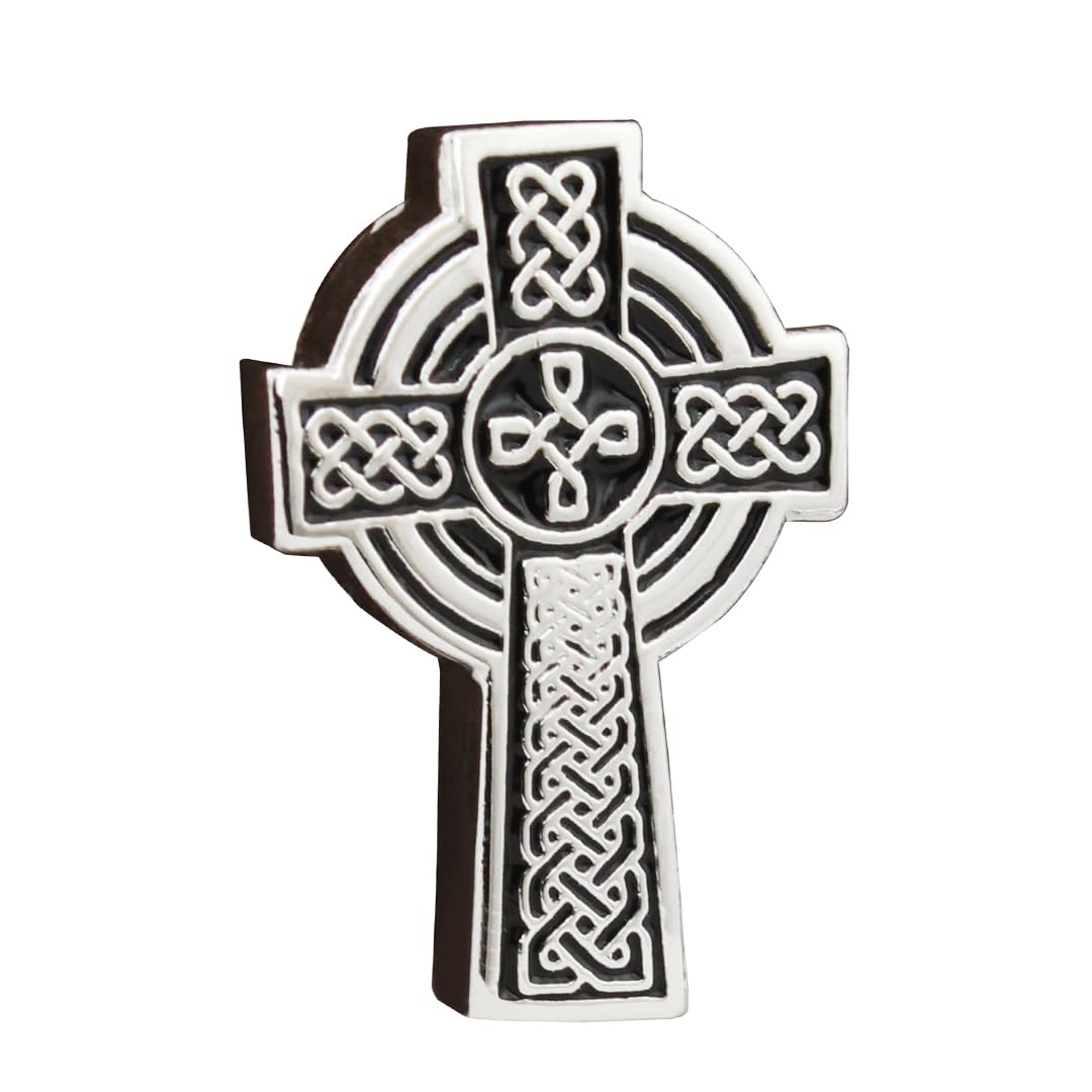 Peluche The Celtic Cross Enamel Silver Rhodium Plated Lapel/Brooch Pin for Men (B01LX6EMXK) Amazon Price History, Amazon Price Tracker