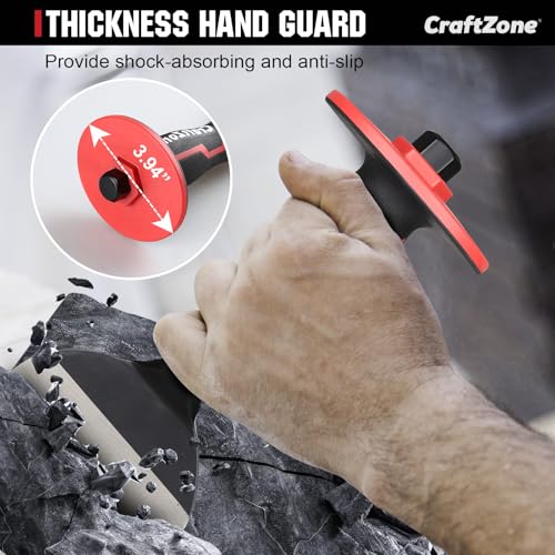 Image of 8-Inch Rock Chisel, Masonry Chisel with Protective Handle, Heavy Duty Flat Concrete Cold Stone Chisel for Brick Cutting, Demolition, Sculpting Chipping, and Breaking Mason Tools