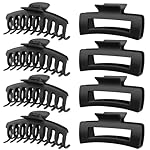 TOCESS 8 Pack Black Big Hair Claw Clips for Women Large Claw Clip for Thin Thick Curly Hair 90's Strong Hold 4.33 Inch Nonslip Matte Jumbo Hair Clips
