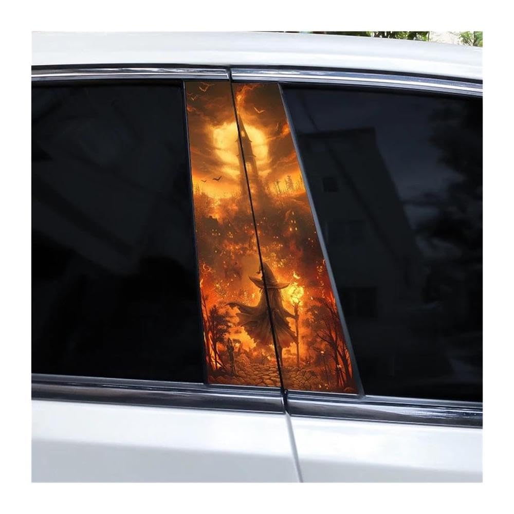 Body Parts 2pcs Halloween World Car Center Column Sticker Waterproof Car B-Pillar Decorative Decals(Type A)