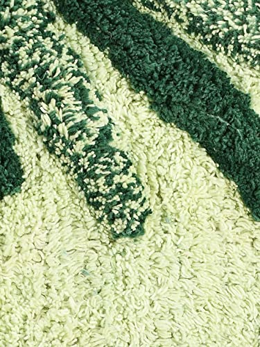 Image of SASHAA WORLD Cotton Leaf Patterned Bathmat | Soft, Absorbent & Cozy | Anti-Skid Latex Backing for Stability | Perfect for Bathroom, Bedroom, Hotels, or Spa | Pack of 2, 50x80 cm, Green
