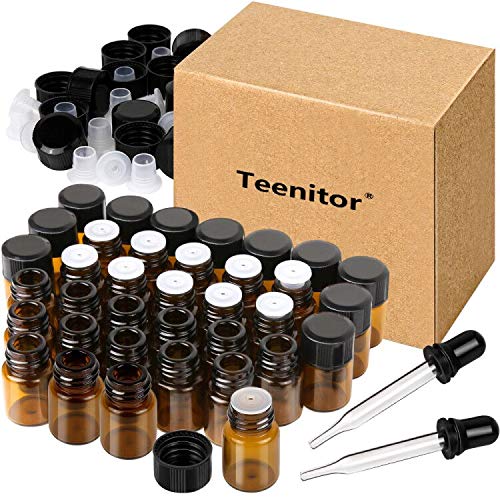 Oil Bottles for Essential Oils, Teenitor 36 Pcs 2 ml (5/8 Dram) Amber