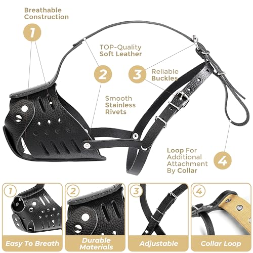 Clevertail LEATHER PITBULL MUZZLE - M Medium Leather Dog Muzzle thumb #4