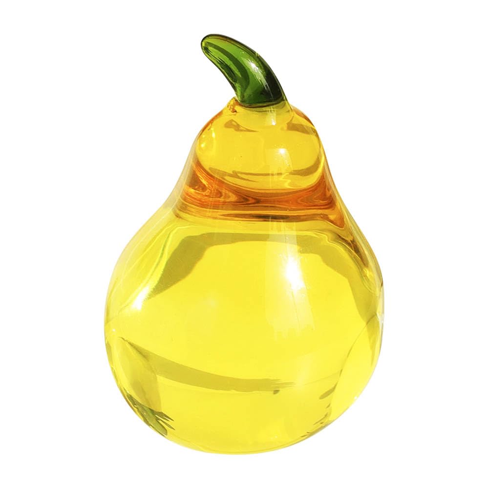 Yangshine Pear Crystal Statue Ornament Artificial Fruit Sculpture Figurine Tabletop Paperweight Crystal Glass Ornament For Home Decor