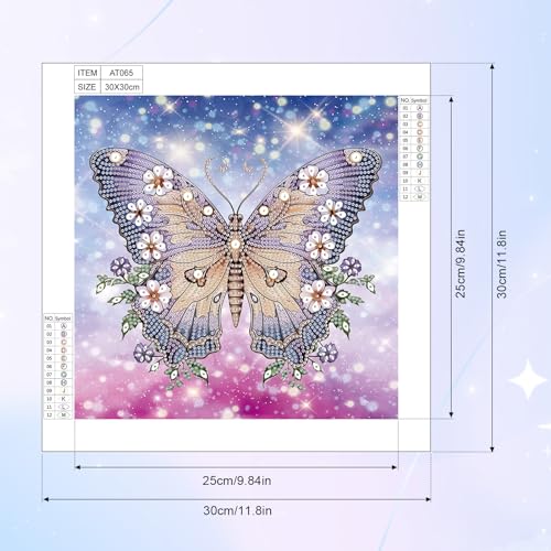 Image of AiYuanzsh 5D Butterfly Diamond Painting Kits for Adults, DIY Special Shape Diamond Art Kits for Beginners, Crystal Rhinestone Diamond Painting for Home Wall Decoration Gift, 12x12 Inch