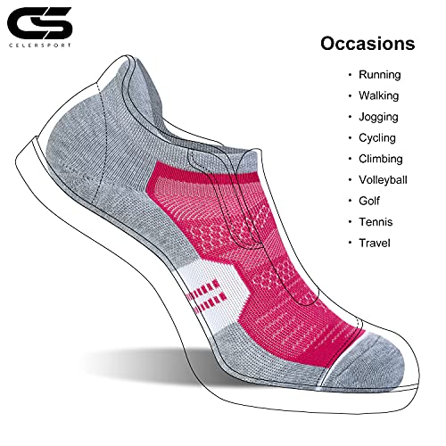 Image of CS CELERSPORT 6 Pack Women's Ankle Running Socks Cushioned Low Cut Tab Athletic Socks