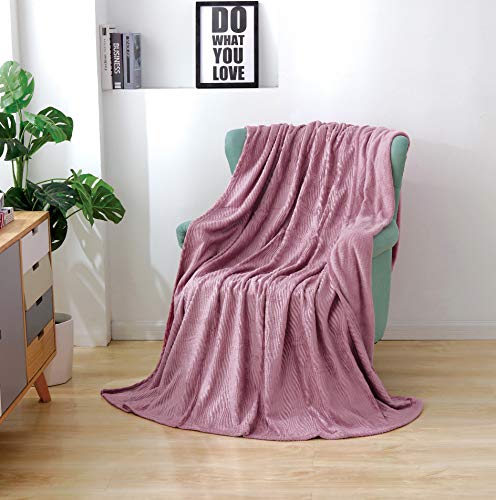 Ultra Soft Ripple Embossed Fleece Blanket Twin Size60x80 inches Couch Blanket, Fuzzy Plush Lightweight Cozy Bed Blankets Quilt Bedding As Bedspread Coverlet for All Season (Dark Salmon,Twin)
