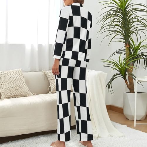 Vêtement de nuit ouvert devant cadeau idéal motif damier original
