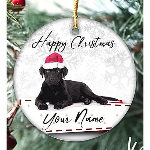 Handmade personalised Dogs Christmas Bauble Puppy Pet Xmas Gift Tree Decoration (Black Labrador) Cover