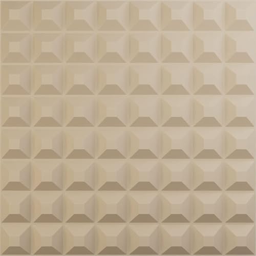 Ekena Millwork Bradford EnduraWall Panel decorativo de pared 3D de 19 58 pulgadas de ancho x 19 58 pulgadas de alto, beige ahumado (paquete de 12