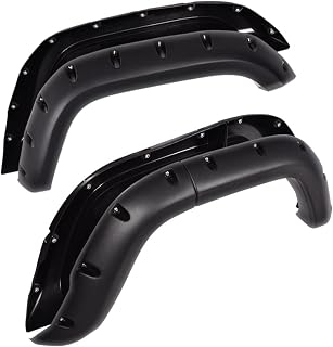 CHEDA Fender Flares Bolt on Pocket Rivet Style, Compatible with 1984 1985 1986 1987 1988 1989 1990 1991 1992 1993 1994 1995 1996 1997 1998 1999 2000 2001 Jeep Cherokee XJ 4-Door, Black 6Pcs