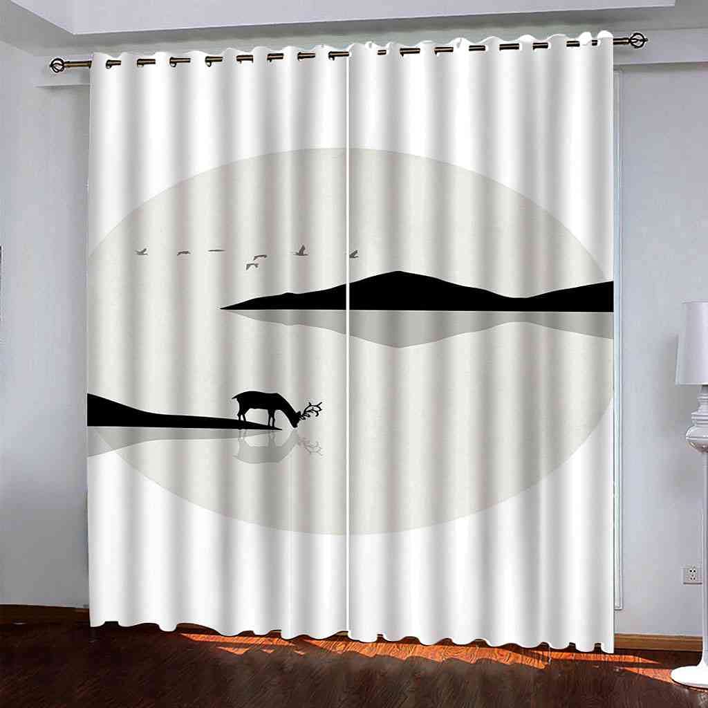 Rideau de salon et chambre paysage à l'encre rideau occultant enfant
