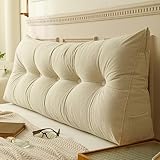 TESICA Large White Headboard Pillow Triangular Queen, Soft Wedge Pillow Headboard Positioning Support Reading Backrest Pillow for Day Bunk Backrest Support