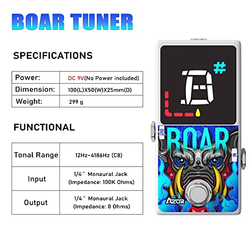 AZOR Tuner Pedal Boar Chromatic Guitar Deluxe Tuner Pedal High Precision for Guitar and Bass True Bypass AP512 - Thumbnail 3