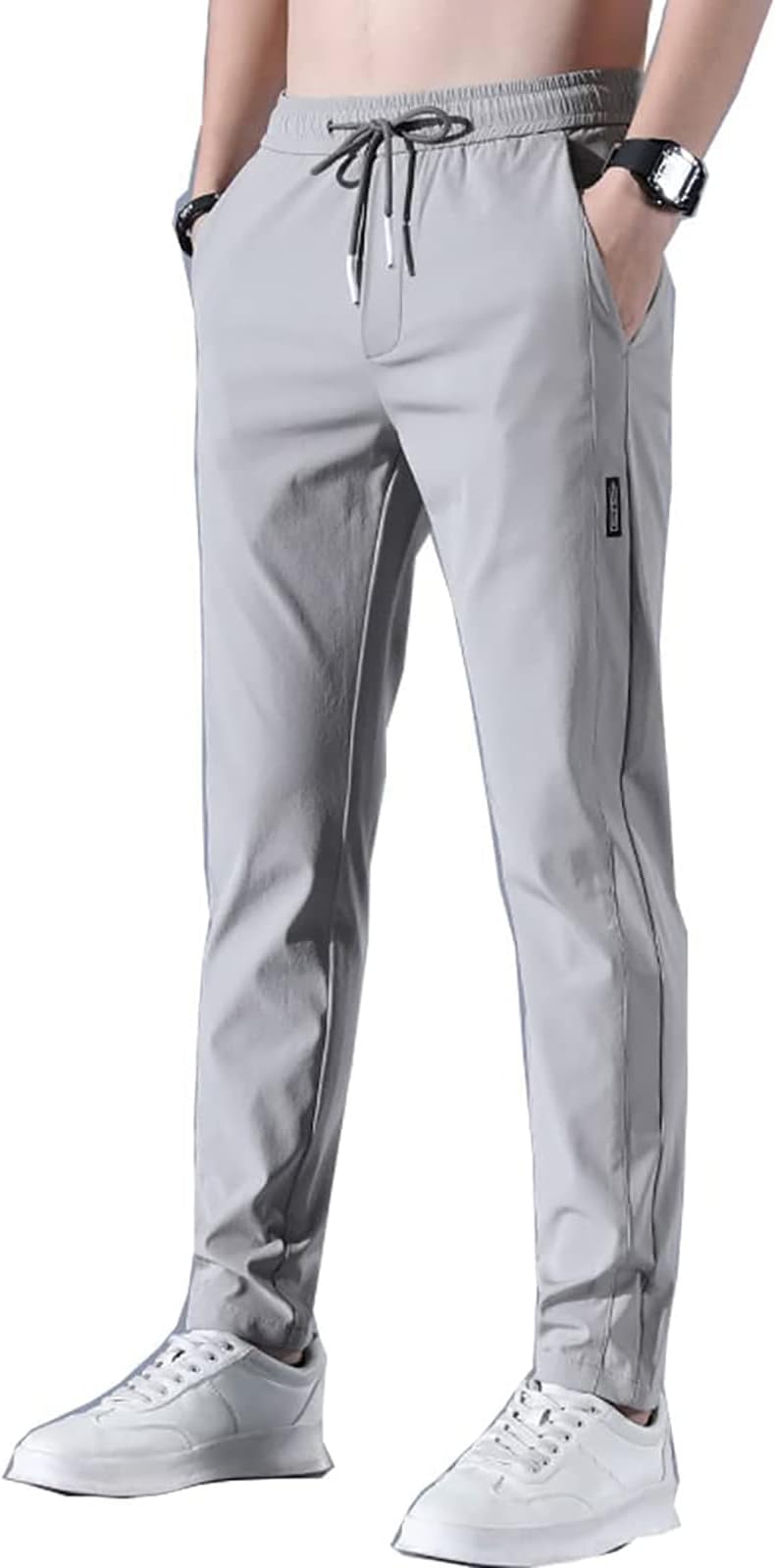 Men's Fast Dry Stretch Pants, Stretch Pants Men, Pockets Ice Silk Suit Exercise Quick Dry Fishing Work Pants