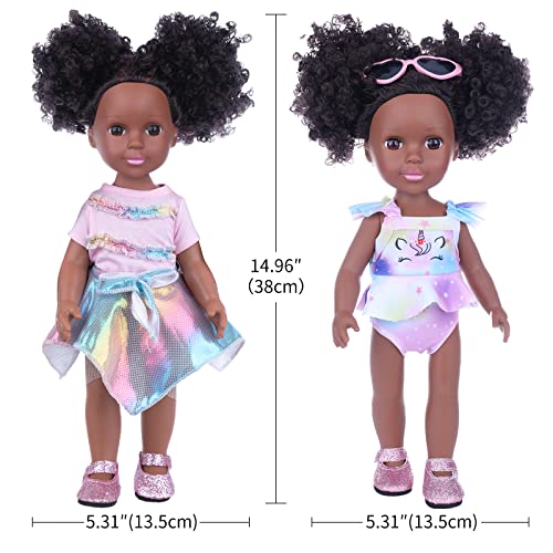 Muñeca negra de silicona con accesorios temáticos unicornio miniatura 2