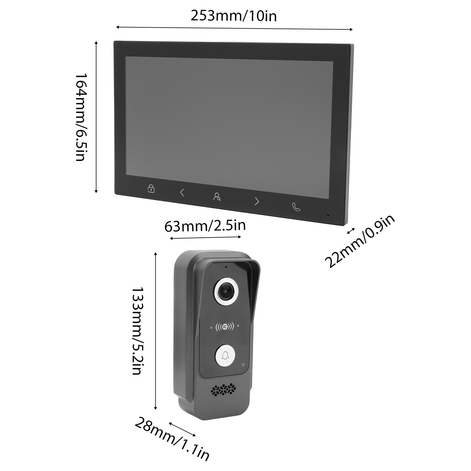 10" 1080P Videosprechanlage mit WLAN Bluetooth, IC Karte Öffnung, IP65 wetterfeste Smart Video Türklingel für Haus