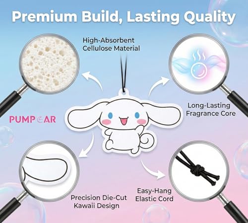 Image of PumpCar 2 pieces cute double-sided hanging cartoon cherry-scented funny car air freshener Cool hanging for rearview mirror Car Interior Accessories Gifts