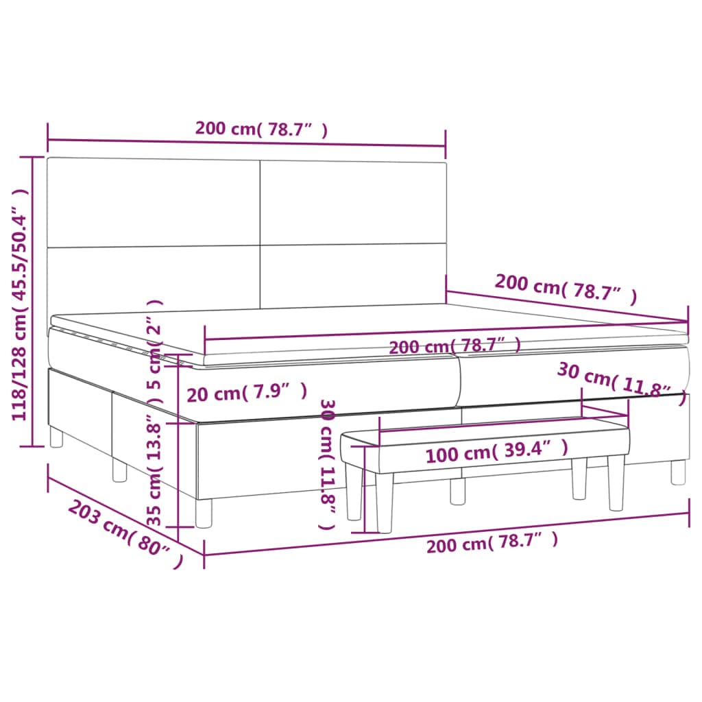Velluto Morbido Grigio Chiaro con Contenitore Altezza Regolabile 200x200cm